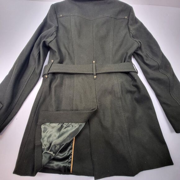 Kenneth Cole Wool Blend Belted Olive Green Coat with Zipper Size 10 - Picture 16 of 16